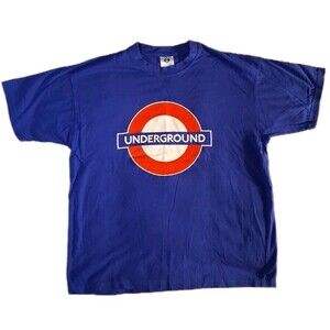London Underground Vintage Unisex T-Shirt XLarge Blue 100% Cotton Rare 01/3533